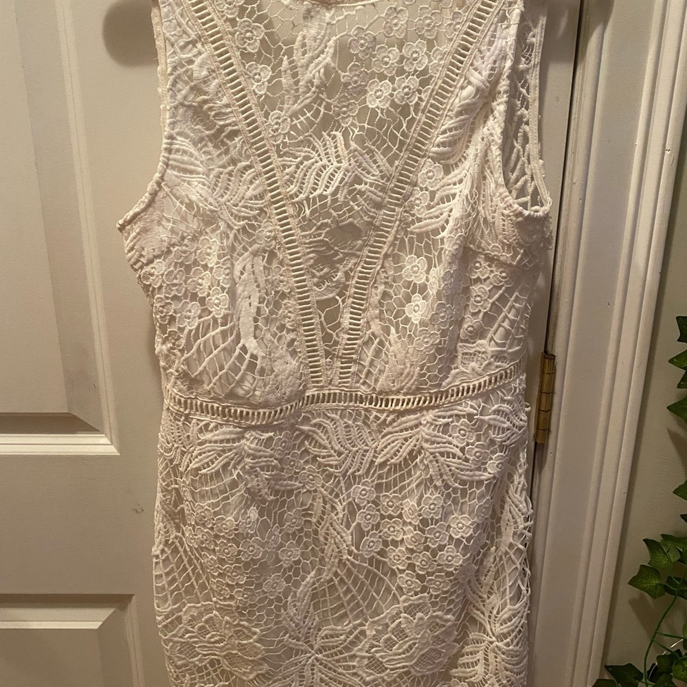 White Crochet Mini dress